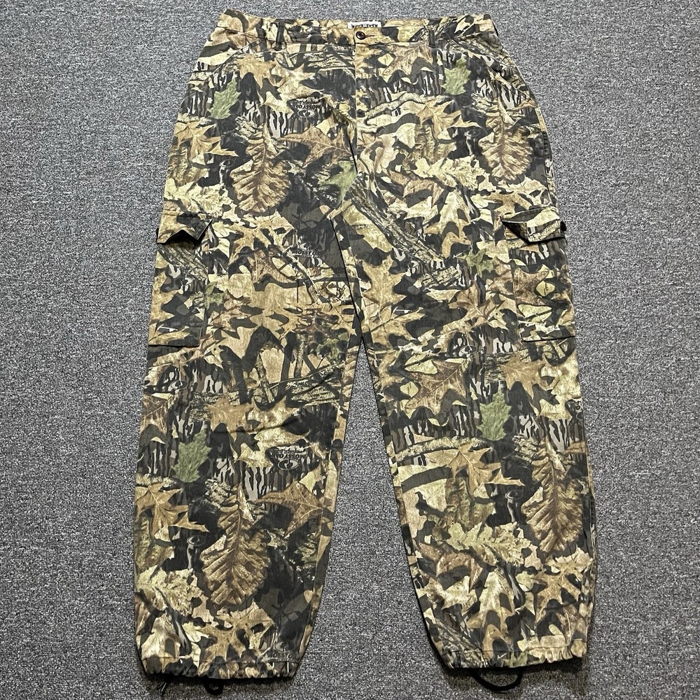 Vintage Jerzees Outdoors Camo Cargo Pants 2X Brown Green Hunting Adjustable‎